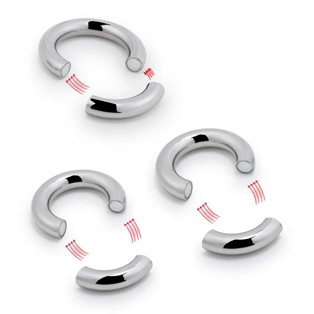 7 size for choose Heavy Duty male Magnetic Ball Scrotum Stretcher metal penis cock lock Ring Delay ejaculation BDSM Sex Toy men W250512