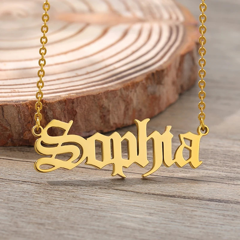 Personalized Old English Font Name Necklace For Women Custom Stainless Steel Chain Pendant Choker Jewelry Gift Bijoux Femme 250512