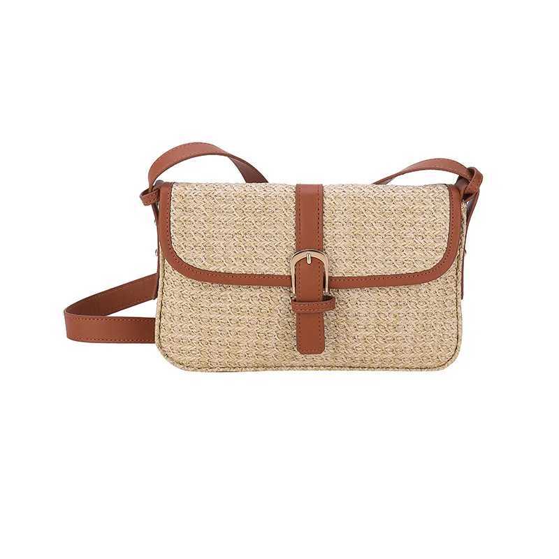 Summer straw bag womens new fashion small square bag foreign style braided bag simple fashion single shoulder crossbody bagW250512