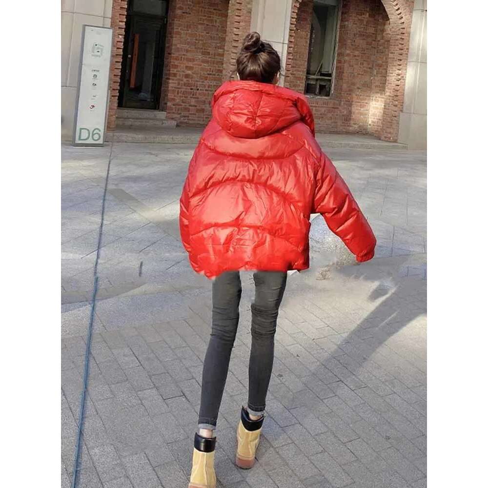 Female Winter Short Hooded Parkas Puffer Bomber Jacket Warm Cotton Padded Coats Stylish Outerwear Oversized Streetwear