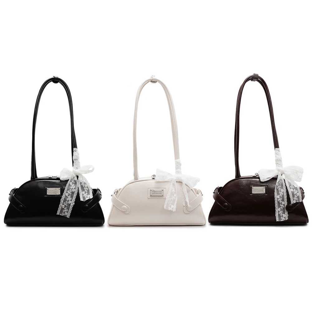 Women Leisure Armpit Handbag PU Leather Bow Fashion Tote Bag Solid Color Travel Underarm Handbag Girls Outdoor Daily BagW250512