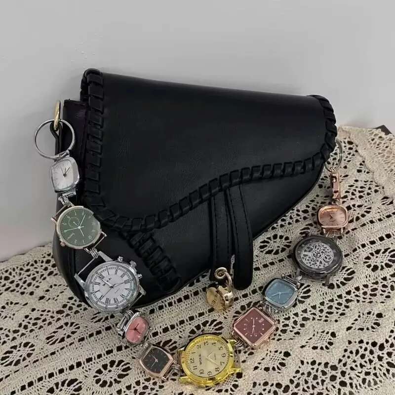 Designer Saddle Women 2025 New In Fashion Chic Metal Watch Strap Shoulder Bag Trend Graffiti Novelty Female Bags