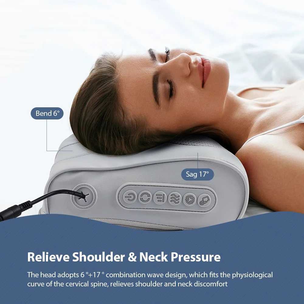 Electric Pillow Massager Neck Shoulder Massage Pillow Waist Back Kneading Massage Cushion Head Massager Neck Cervical MassagerW250512
