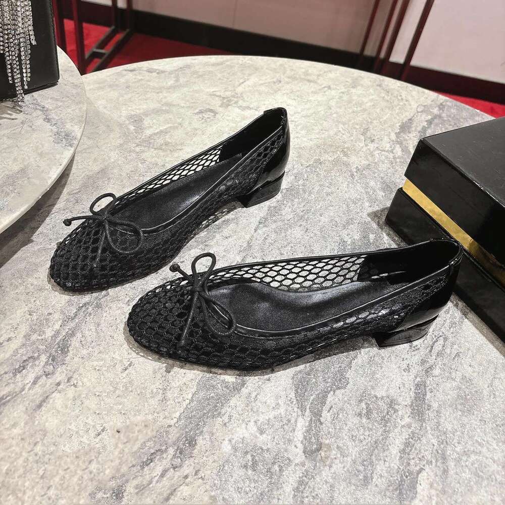 New Women Size34-42 Mesh Ballet Flats Butterfly Knot Genuine Leather Low Heels Leisure Designer Shoes Zapatillas De Mujer