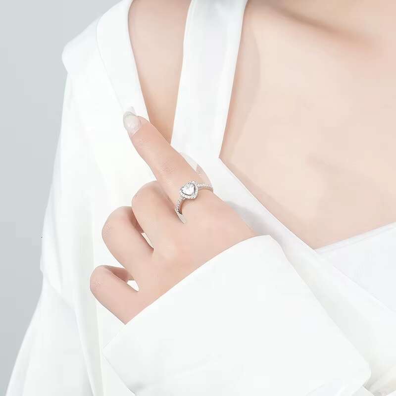 Custom Luxury Womens Wedding Ring New 925 Sterling Silver with DEF Moissanite Heart Fine Jewelry