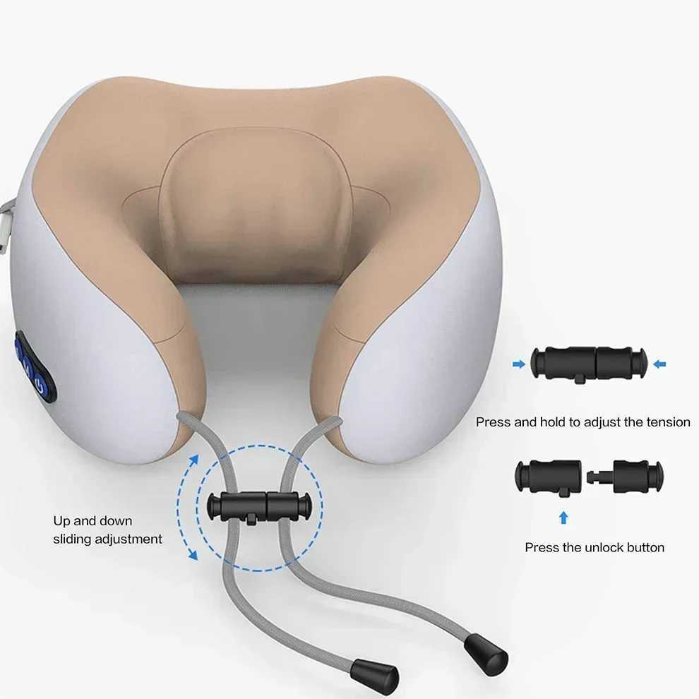Home Massage U-shaped Pillow Memory Cotton Portable Car Travel Electric Neck and Neck Massager U-shaped Massage Pillow Neck painW250512