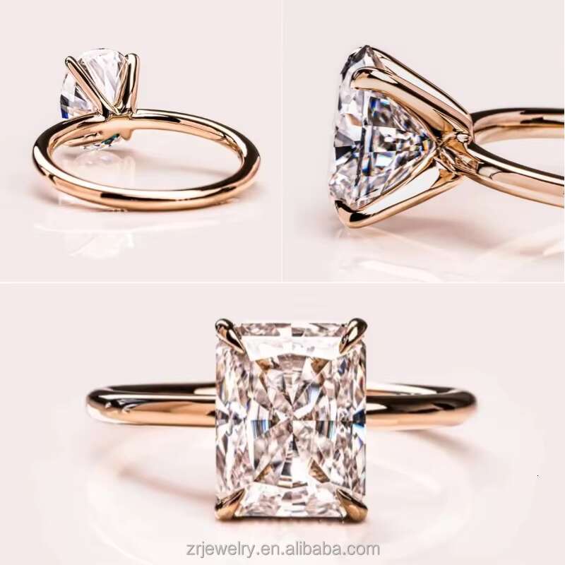 High Quality Fashion Jewelry 18K Plated Gold 2ct 3ct Engagement Wedding Diamond Moissanite Ring