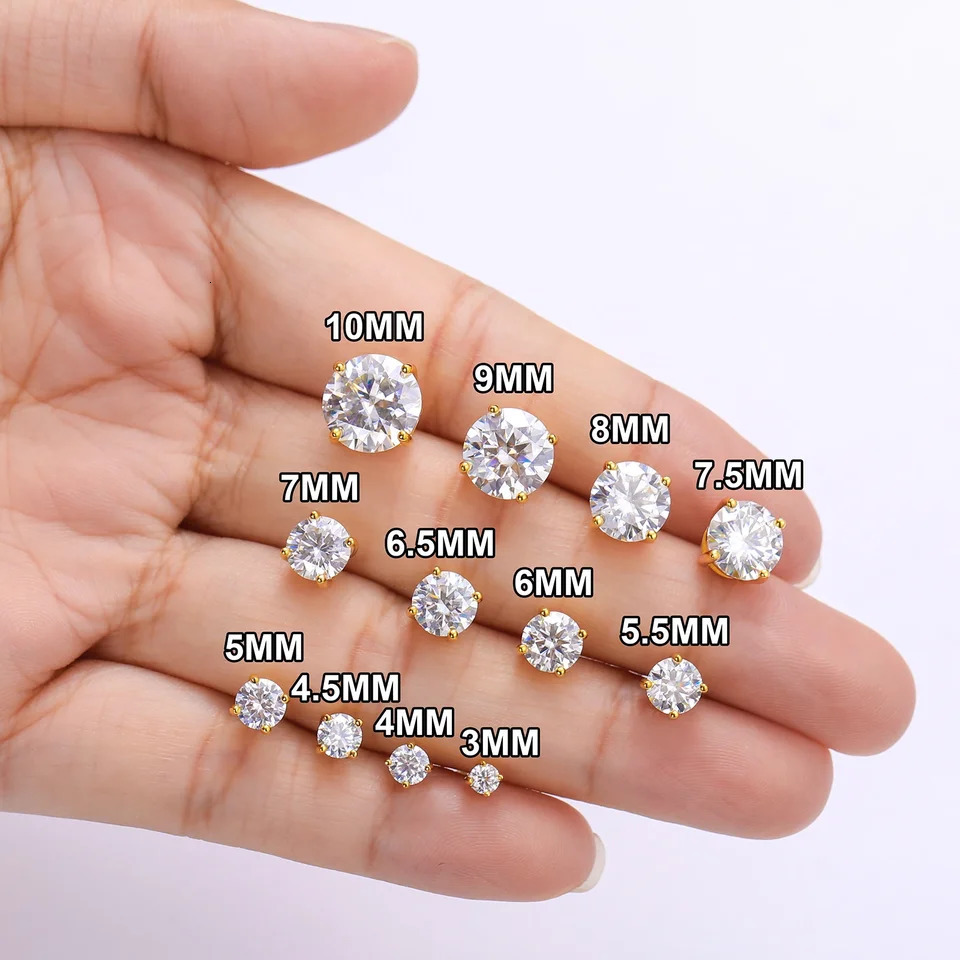 ICEOUTBOX 925 Sterling Silver 0.1-4CT Test Passed Diamond Studs Earrings for Women Wedding Fine Jewelry Gifts 250512