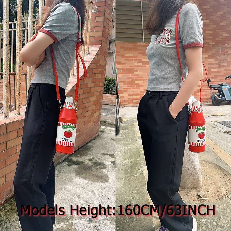 Fun Tomato Ketchup Bottle Design Ladies Shoulder For Girl Novelty Chain Party Purse Bag Women Daily Handbag Cute Red Clutch
