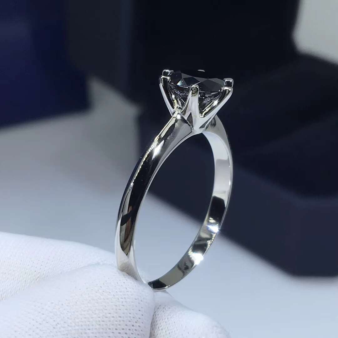 Classic Pass Diamond Test Round Excellent Cut 1 Ct Black Moissanite Ring 925 Silver Vintage Wedding Rings New Arrival Jewelry