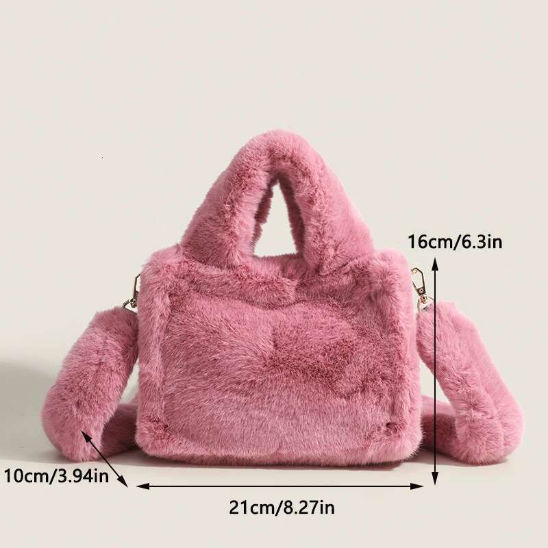 JIOMAY Faux Fur Shoulder Designer Handbags New Trend Purses For Women Two Detachable Strap Versatile Party Tote Bag
