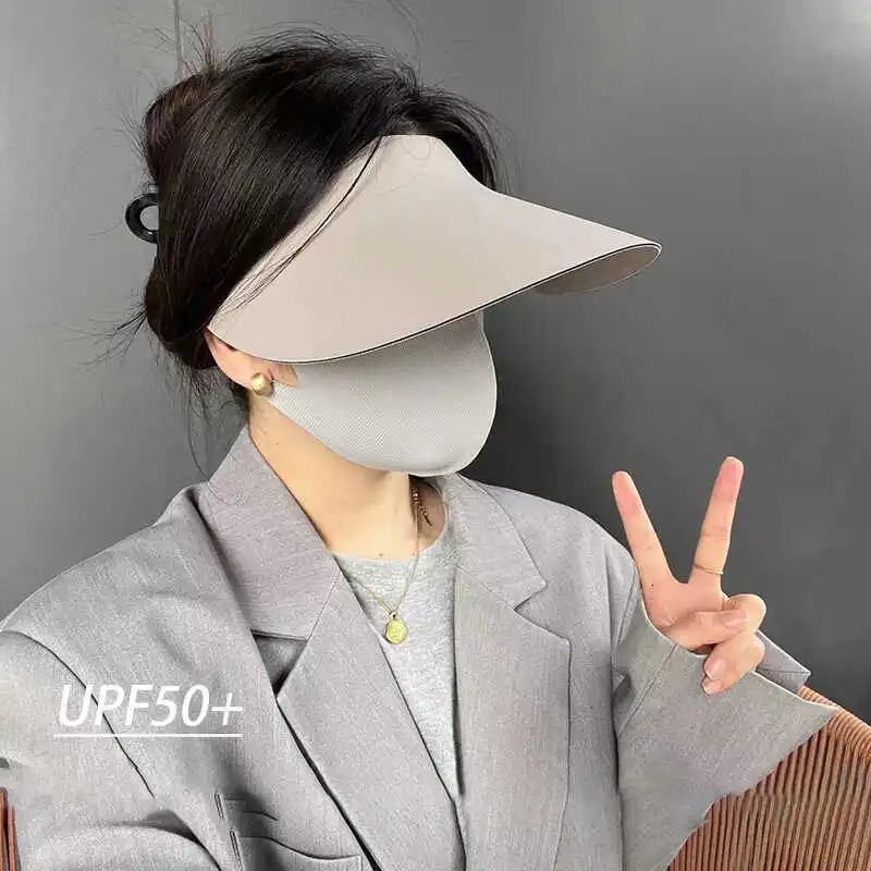 Unmarked integrated sunscreen hat for women UV resistant foldable empty top summer shading lightweight outdoor sun 250512