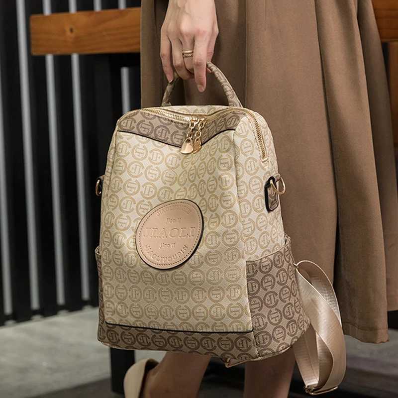 New Famous Womens Print Design Backpack Large Capacity Splash Travel Backpack High Quality PU Leather Shoulder School Bag Z250512