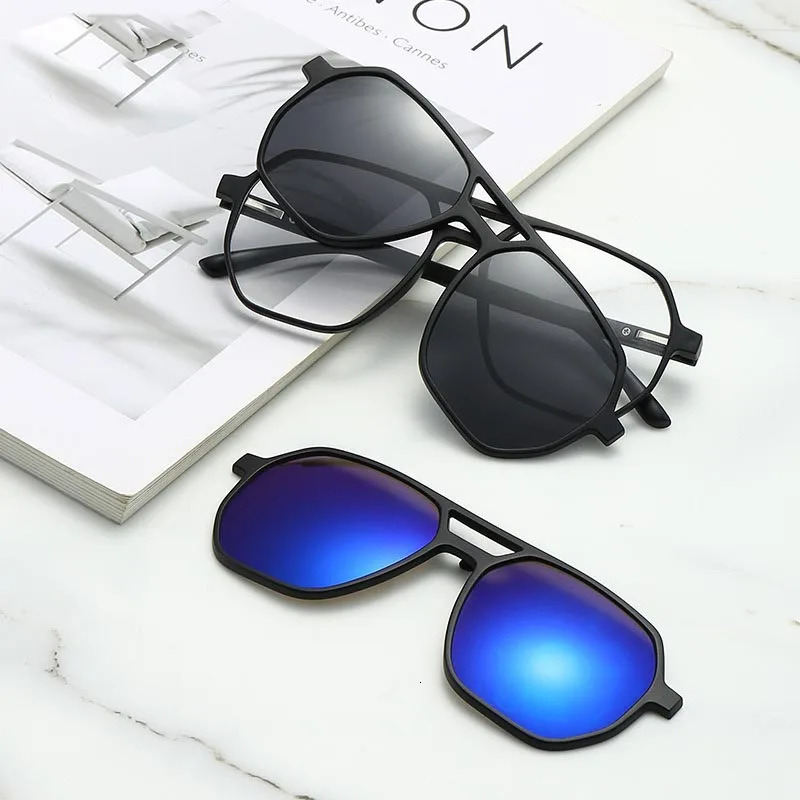 6 In 1 Custom Men Women Polarized Optical Magnetic Sunglasses Clip Magnet Clip on Sunglasses Clip on Sun Glasses Frame 250509