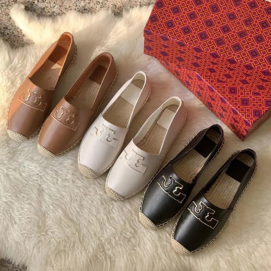 Women Flat Espadrilles Luxurys Genuine Leather Ladies Beach Fashion Woman Loafers Canvas platform slip-on outdoor sneakers Designer Summer Shoes