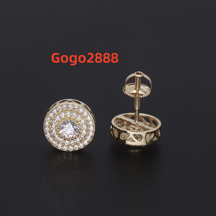 LUCK Hiphop Men Iced Out Hip Hop Sterling Silver 925 Screw Back Moissanite Diamond Classic Stud Earrings