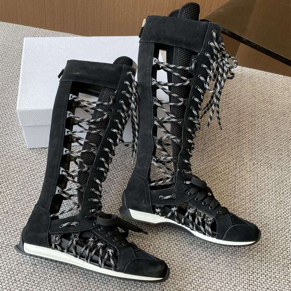 Women Size35-41 Natural Cow Suede Sneakers Hollow Sports Leisure Flats Round Toe Zipper Designer Shoes Zapatillas De Mujer