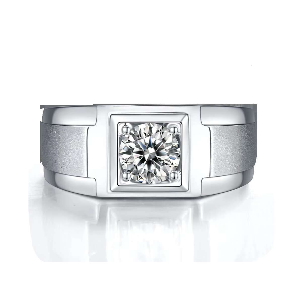 Mens Jewelry VVS Moissanite Diamond RING for Men 925 Sterling Silver Engagement Band with Round Stone Pattern Certificate
