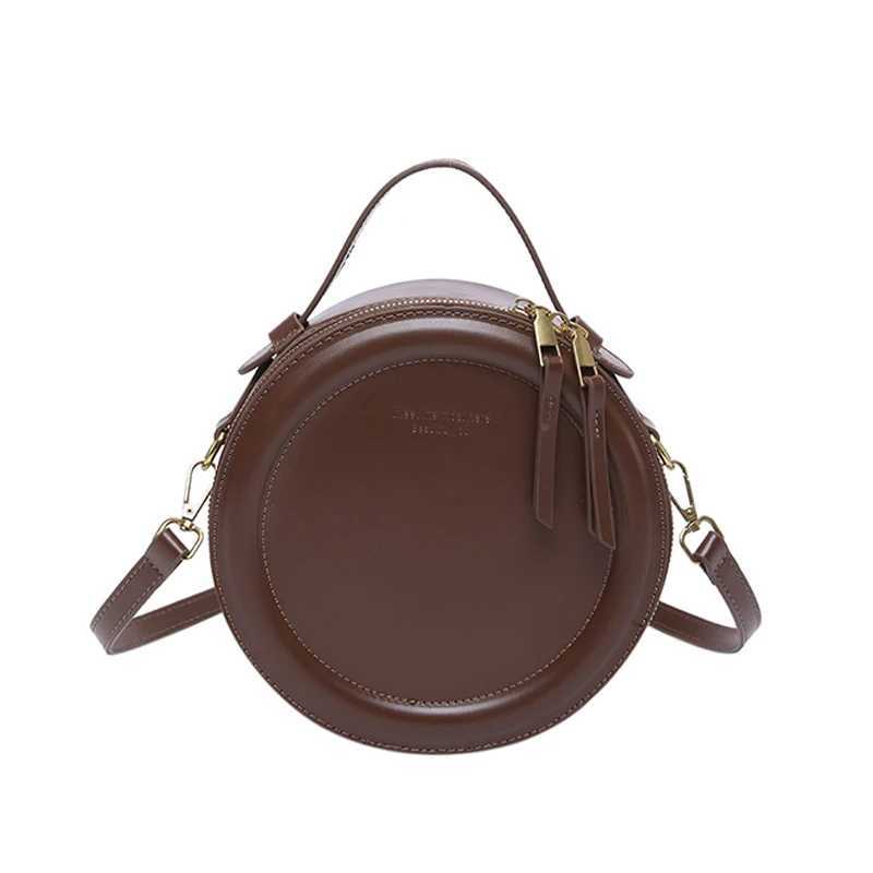 Solid color Crossbody Bag For Women Round Small Handbag Women Fashion Designer Bags Leather Shoulder Bag Female Zipper Purses Z250512