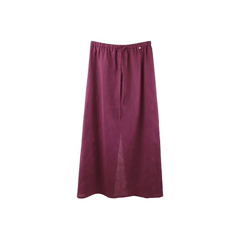 P1104 Large size Tencel linen split elastic waist skirt 2025 summer Korean version simple A-line skirt