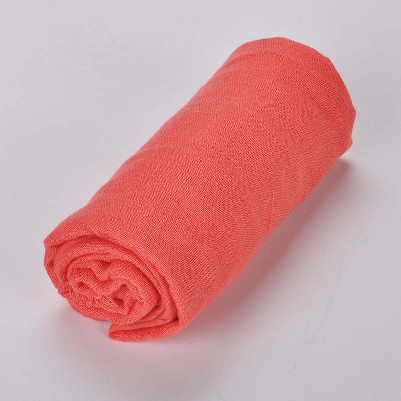 K688 Pure color imitation cotton and linen travel scarf for women Spring and summer new retro monochrome gauze scarf sunscreen long scarf shawl gift