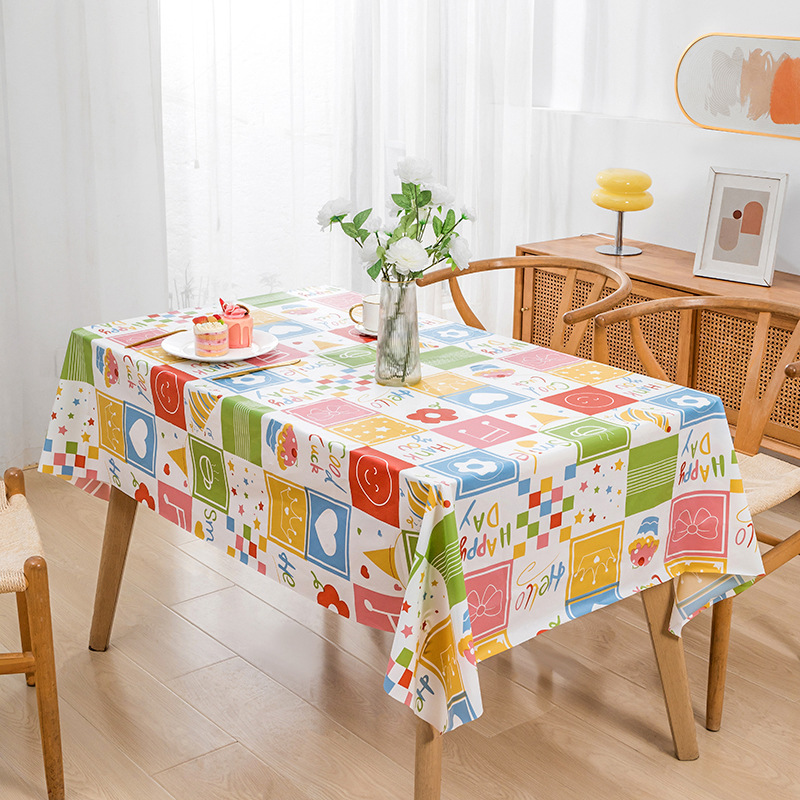 B406 PEVA New Year Couplet Tablecloth New Year Table Mat Tablecloth Waterproof and Oil-proof Red Festive Tea Table Cover