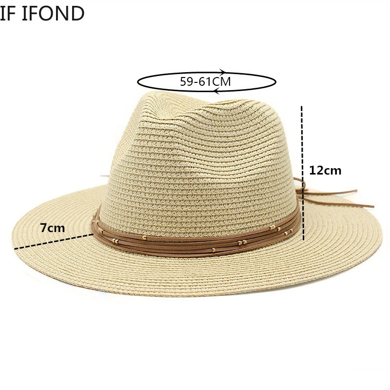 Big Size 60CM Straw Hat 7cm Brim Summer Cooling Beach Sun Outdoor Party Panama Jazz Sombreros De Mujer 250512