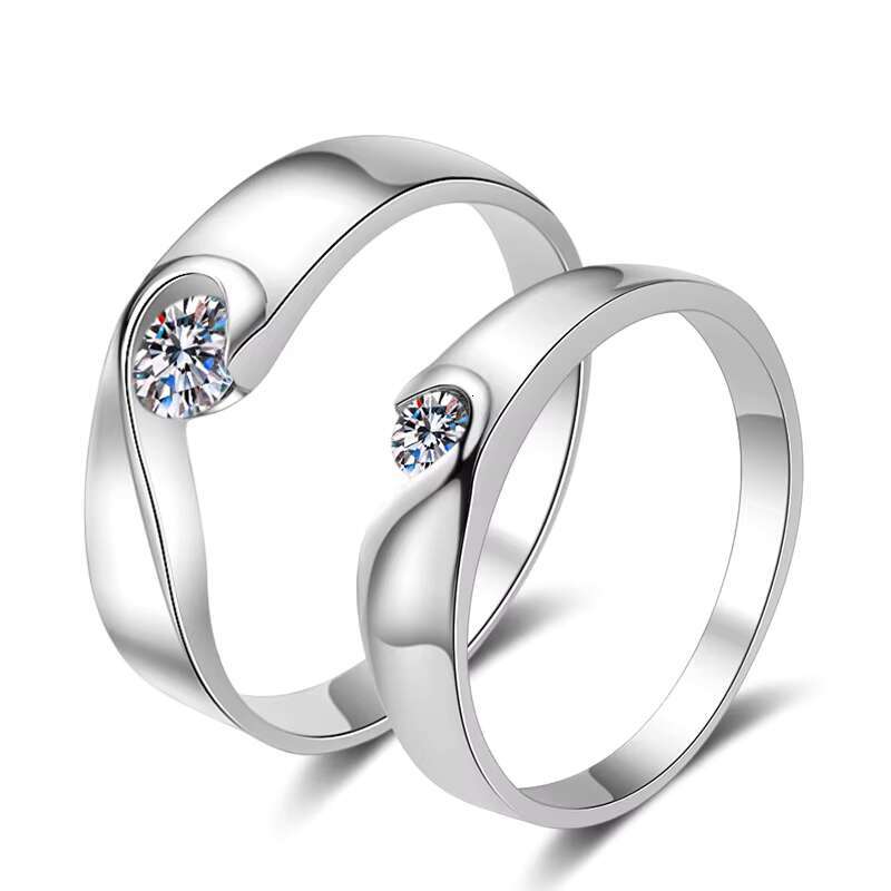 Fine 925 Sterling Silver Couple VVS Moissanite Ring for Engagement Love Heart Rings 0.3CT Diamond Women Wedding Jewelry