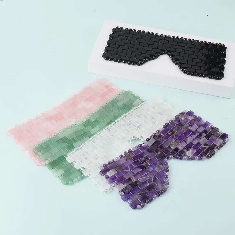 Rose Quartz Jade With Box Eye Natural Stone Sleep Mask Relaxation Face Massager Therapy Facial Massage Tools