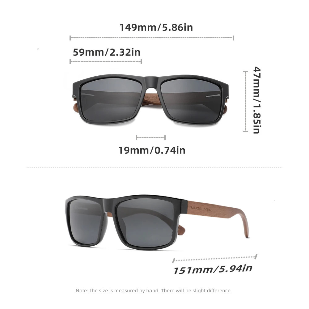 KINGSEVEN Wooden Polarized Sunglasses Man Black Walnut TR90 Frame Rectangle Glasses Woman UV400 Outdoor Antiglare Eyewear 250512