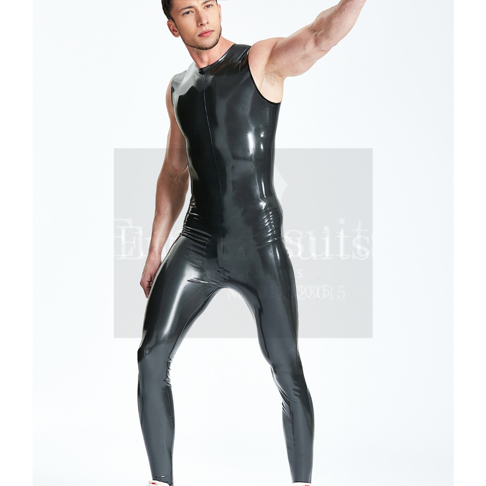 latex catsuit eurocat black sleeveless latex bodysuit design handmade natural rubber suit costume cosplay clubwear