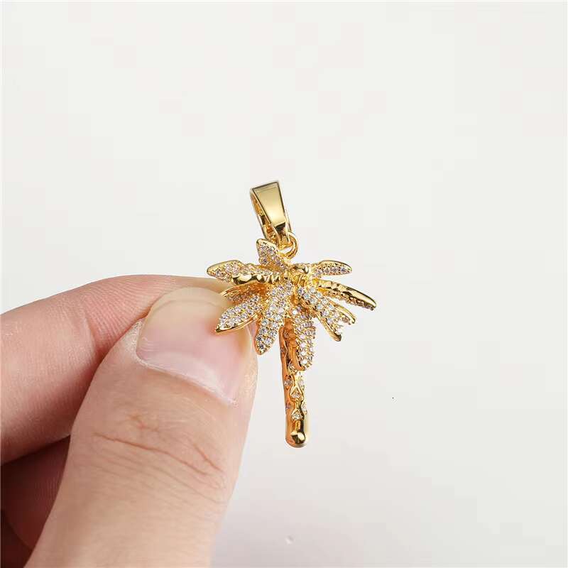 Miami Palm Tree Brass Pendant, Zirconia Gold/Sier Options | Fashionable Hip Hop Jewelry