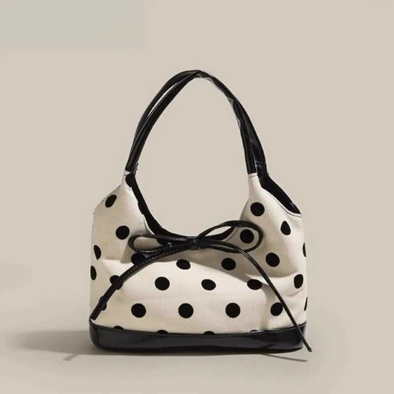 JIAERDI Retro Dot Red Handbag Women Versatile Bow Large Capacity Casual Shoulder Bags Ladies Sweet Cute Underarm Bag AestheticXJ250512