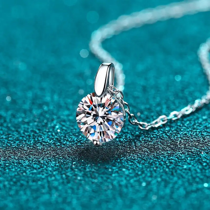 OXTAO 1CT 2CT D Color Pendant Necklace S925 Solid Silver Chain Necklace Valentines Day Gift for Women Wedding 250512