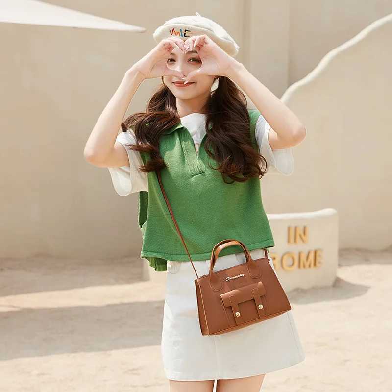 Womens Bag New Korean Version Beautiful Simple Solid Color Crossbody Small Square Bag Small Design Shoulder BagXJ250512
