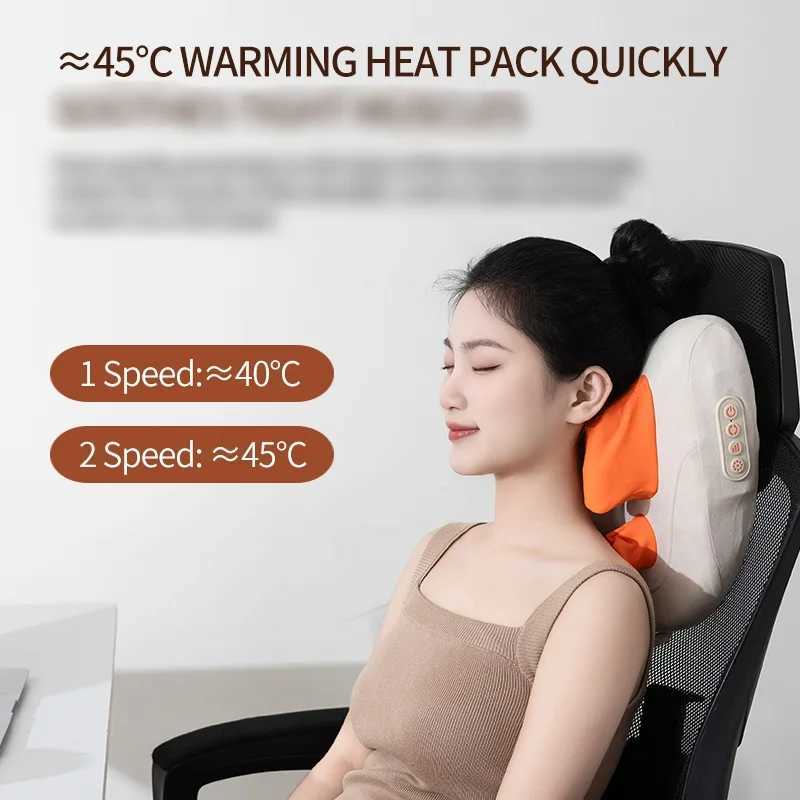Wireless Electric Trapezius Massage Pillow Car Home Massager Heating Waist Neck Leg Cervical Shiatsu Kneading Massagers PurpleW250512