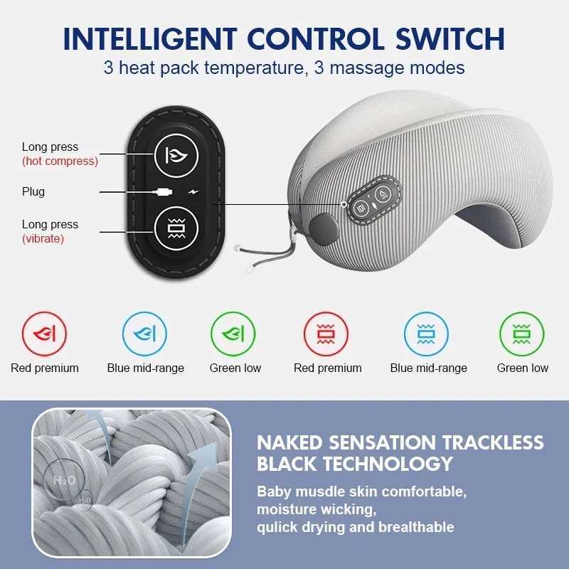 Heating Massage Neck Pillow U Shaped Memory Foam Neck Pillows Soft Travel Pillow Sleeping Airplane Pillow Cervical HealthcareW250512