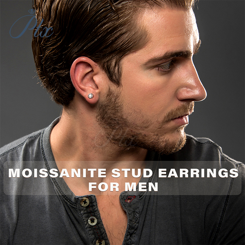 Moissanite Bubble Stud Earrings Fashion Men Women 5MM D VVS1 Lab Created Moissanite Diamond Shiny Design Unisex for Gift