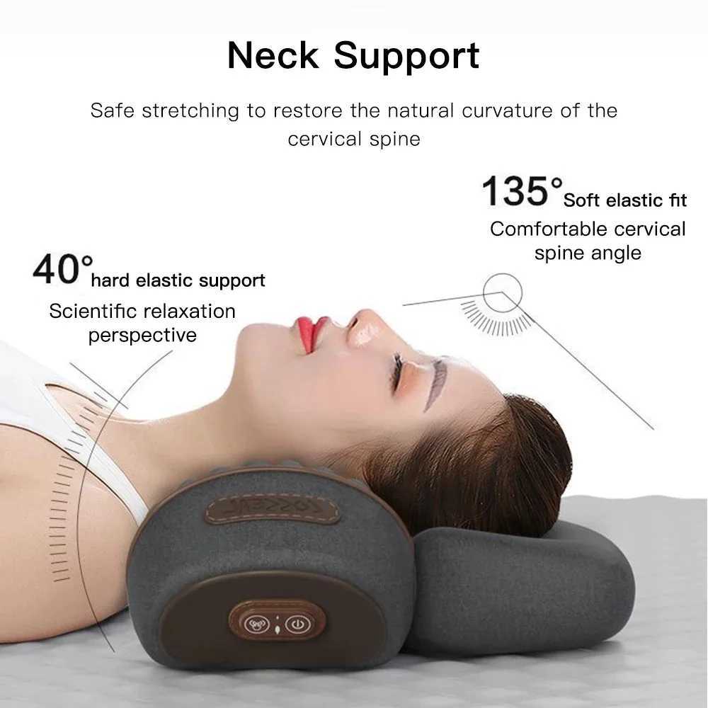 Neck Massager Neck Support Neck and Shoulder Hot Compress Massage Pillow Spinal Support Single Key Pperation GreyW250512