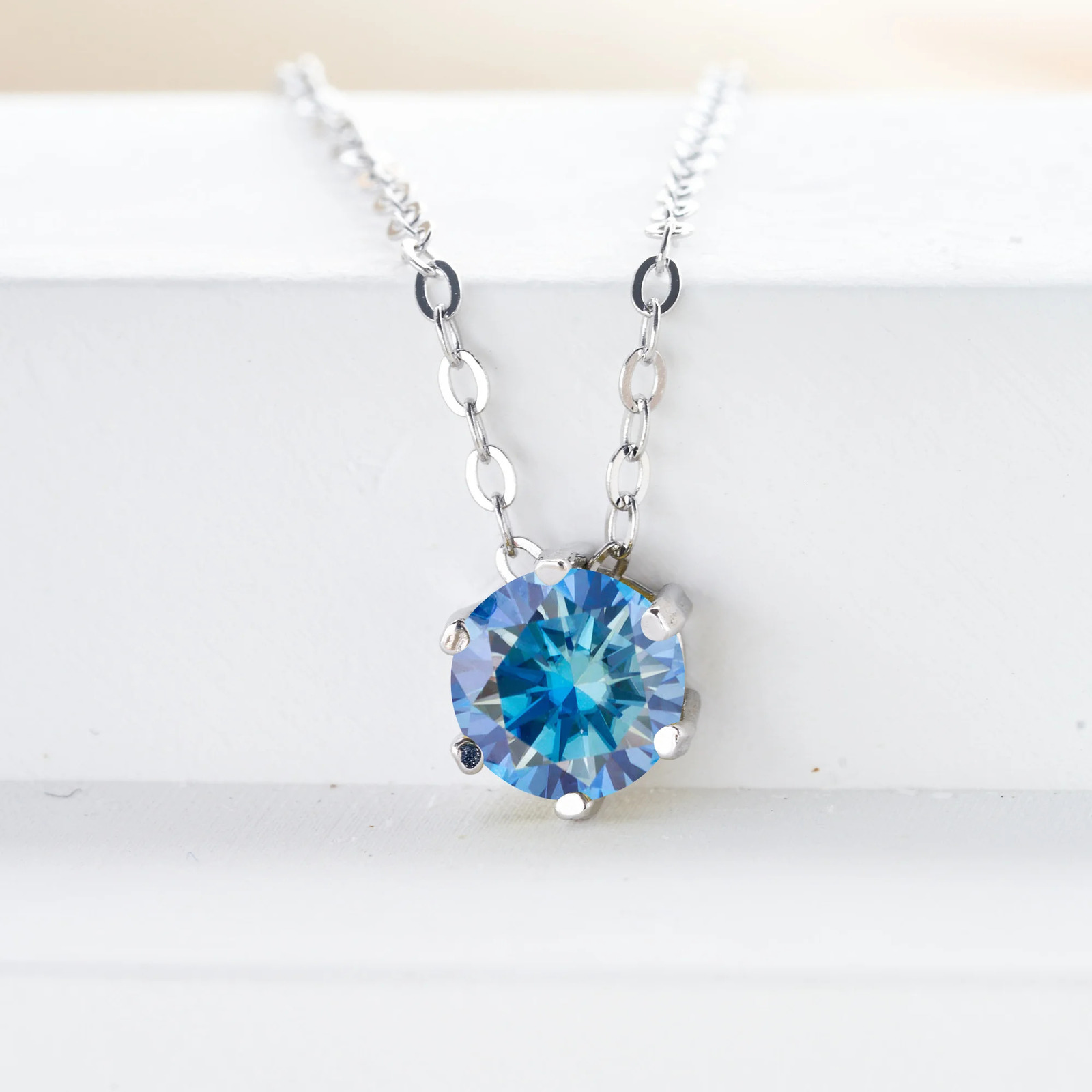 1CT Six Prong Setting Necklace D Color VVS1 Lab Diamond Pendant For Women 925 Sterling Silver Wedding Jewelry 250512
