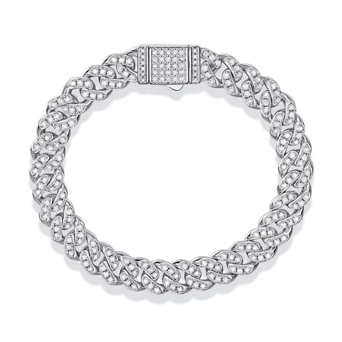 12763 925 Sterling Silver Jewelry Luxury 8mm Moissanite Bracelet Moissanite Cuban Bracelet Men Hip Hop Mens Moissanite Bracelet