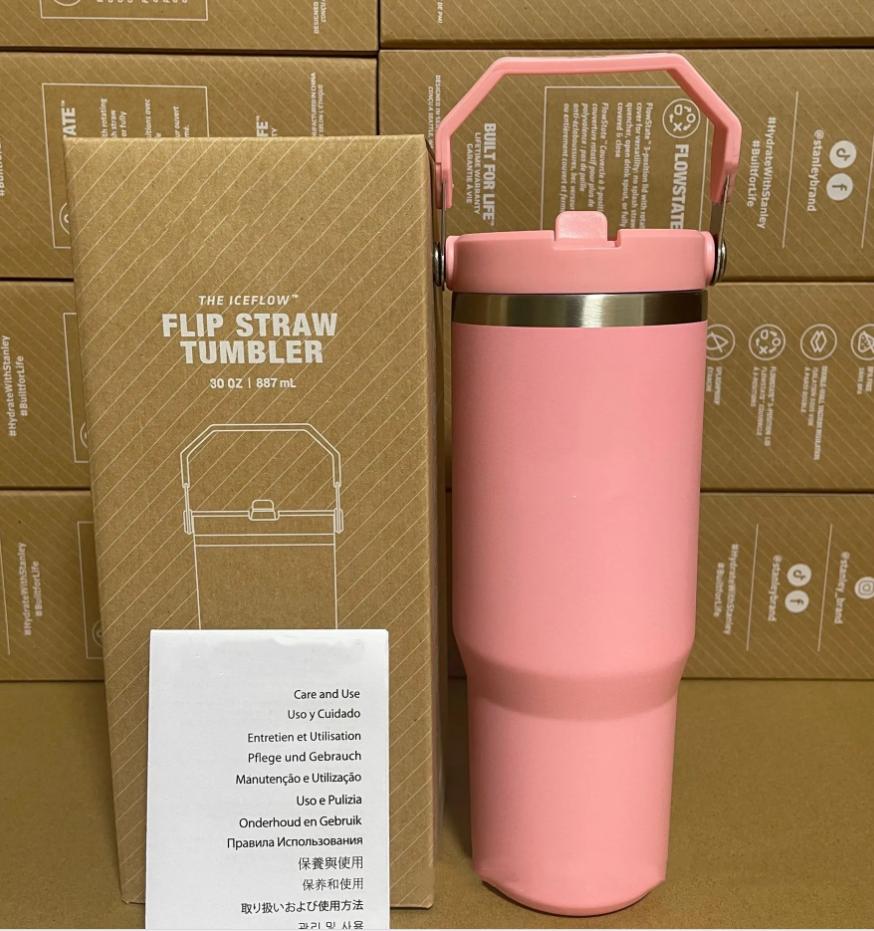 US STOCK 30oz Water Bottles Heat Preservation Stainless Steel Tumblers Outdoor Large Capacity Cups Reusable Leakproof Flip Cup Water Bottle Outside Mu