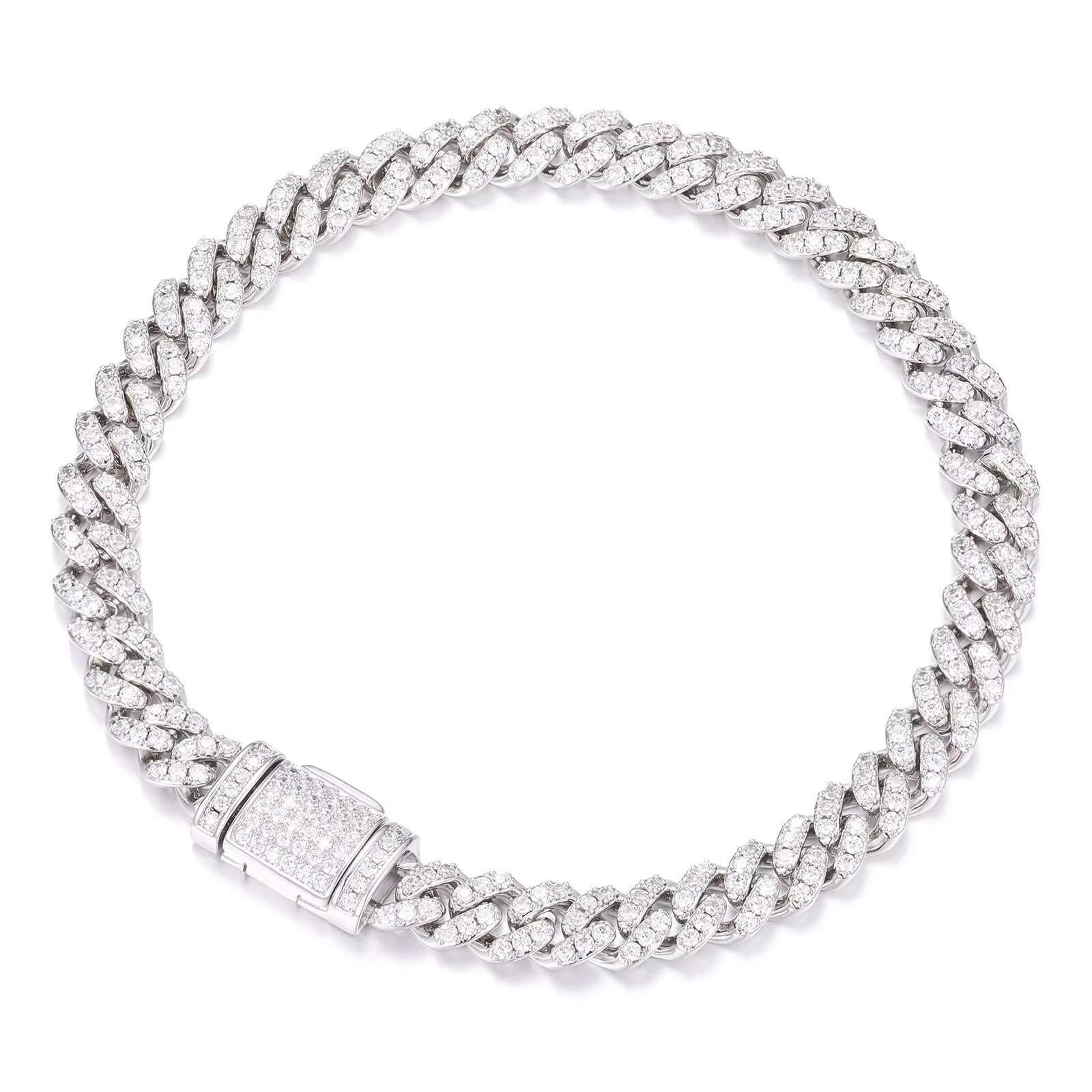 Hip Hop 6mm 925 Sterling Silver VVS D Color Moissanite Cuban Miami Link Bracelet Iced Out ced Out tennis link Chain Bracelet