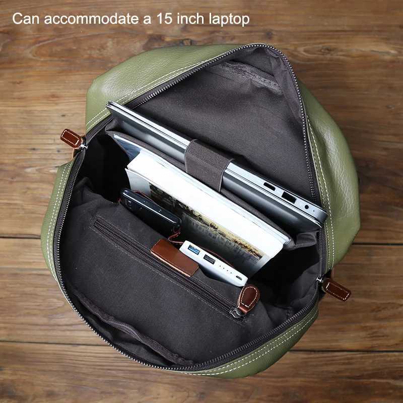 Genuine Leather Backpack For Men Casual College Style Book Cover Layered Cowhide Simple And Fashionable 15 inch Laptop Bag Z250512-1