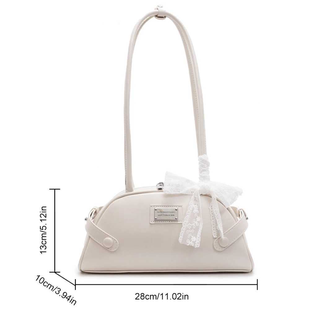 Women Leisure Armpit Handbag PU Leather Bow Fashion Tote Bag Solid Color Travel Underarm Handbag Girls Outdoor Daily BagW250512