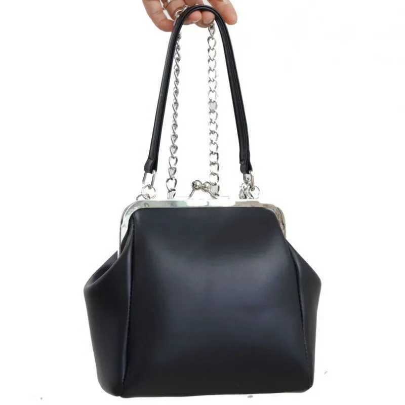 Fashion Women Handbag Kiss Lock PU Leather Chain Crossbody Shoulder Bag Vintage Small Female Clip Bags Purses Phone BagW250512