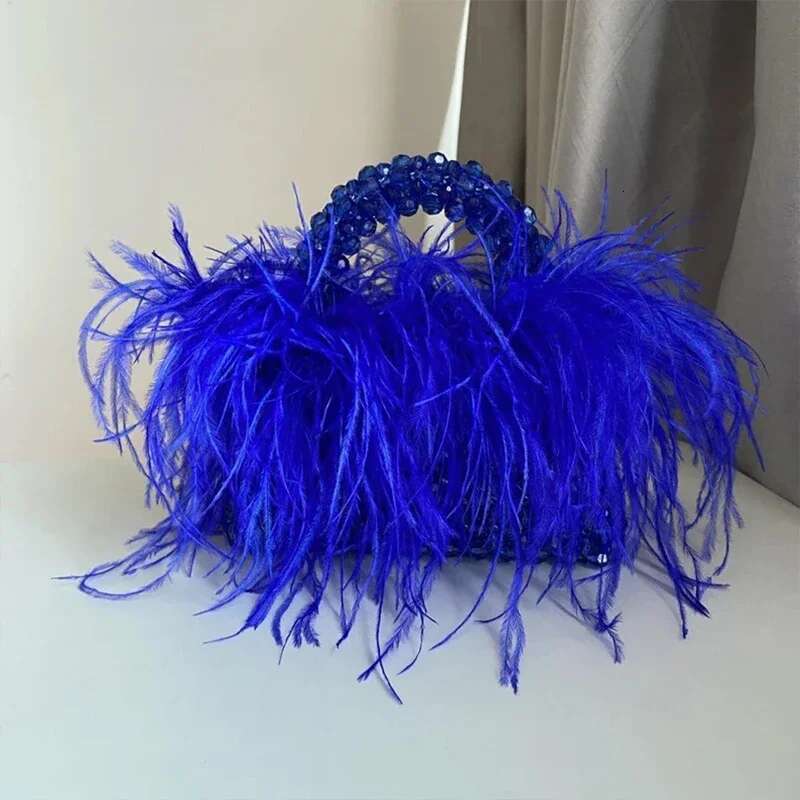 Add Feather Christmas Present Top-Handle Handbgas For Women Designer Purses Beaded Vintage Participate In Activities