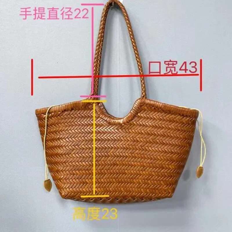 Large size Hand-woven 100% Genuine Leather casual vegetable basket bag Woven Inside Vintage Shopping Tote Bag