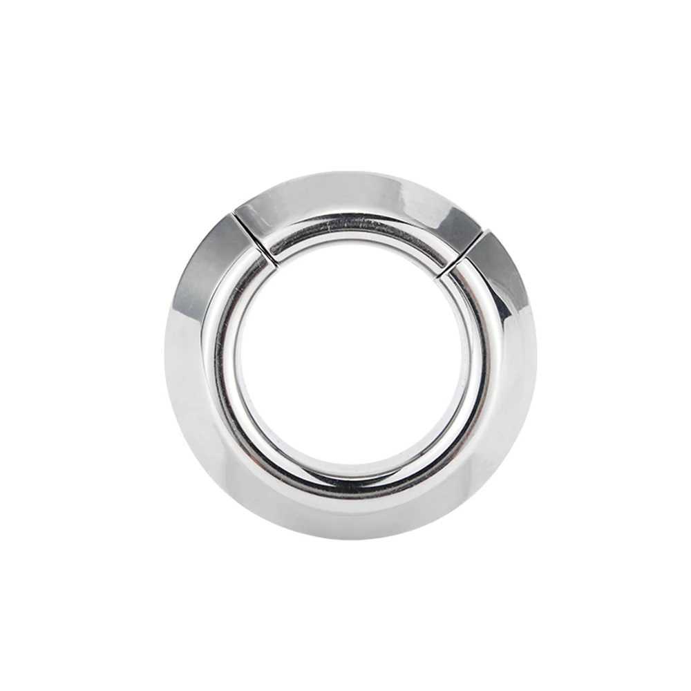 Magnetism Stainless Steel Scrotum Weight Erection Ring Cock Trainer Metal Locking Sperm Ring Binding Penis Male Training Supplie W250512