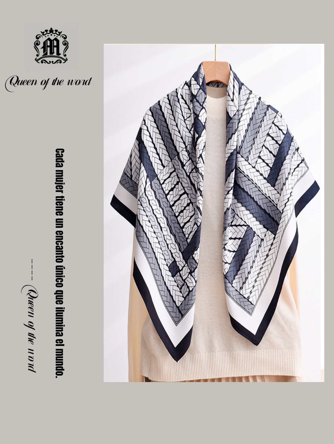 queen of the word 2 Fashionable and versatile geometric colorful twill print scarf Fashion contrast color scarf